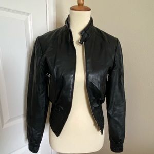 Lambskin Black Leather Bomber Jacket